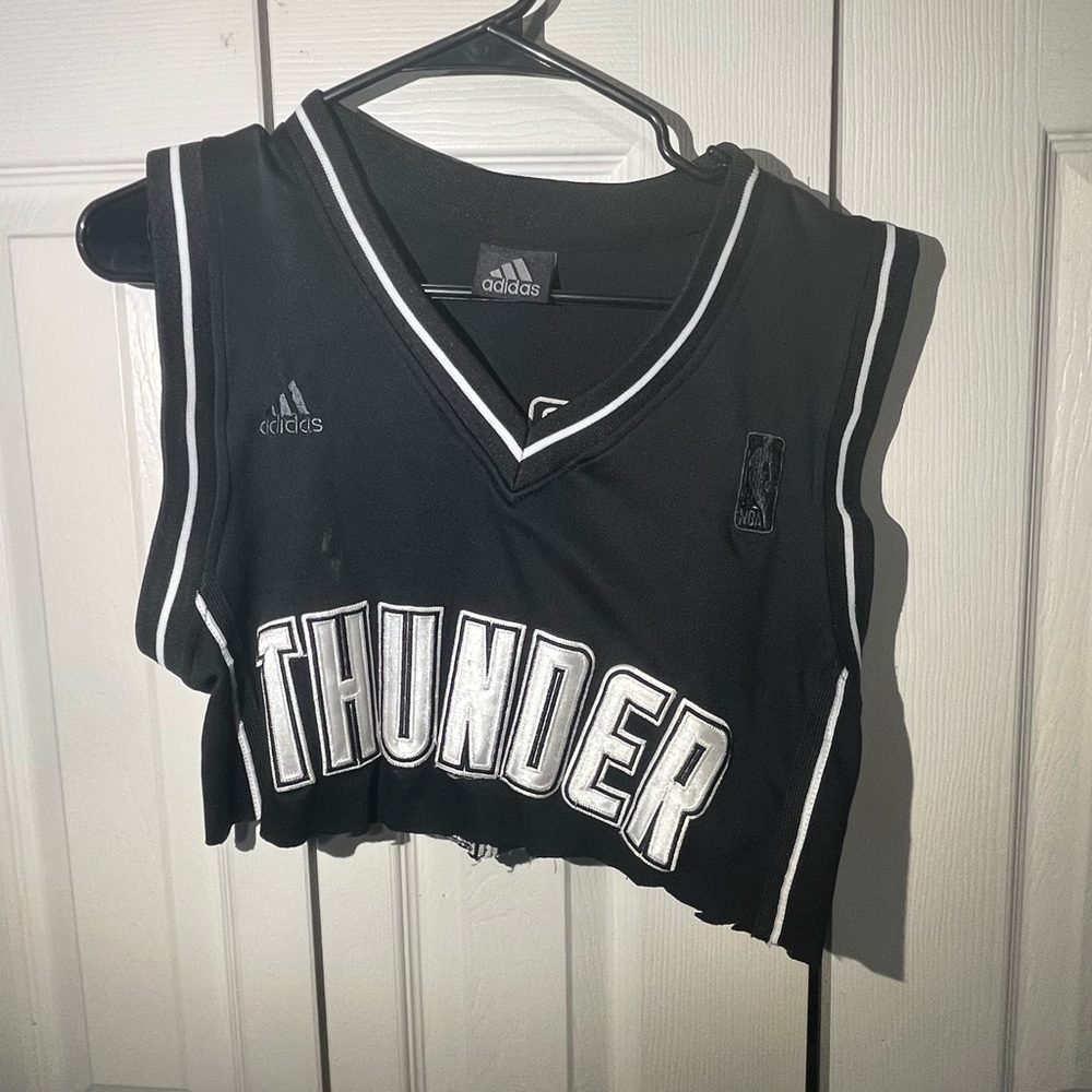 Adidas Black and White Thunder Cropped Jersey / 35 Durant